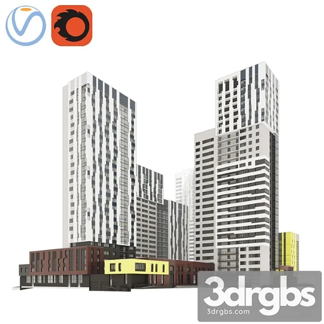 Building Quarterly Building Multi Apartment House 2 3D Model Free