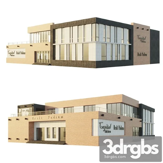 Building Shop Cafe 3D Model Free