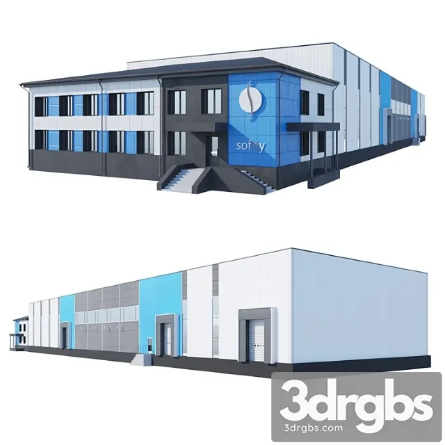 Building Warehouse With Attached Office 2 3D Model Free