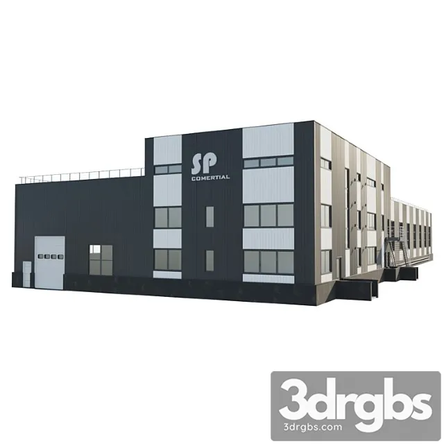 Building Warehouse With Attached Office 3D Model Free