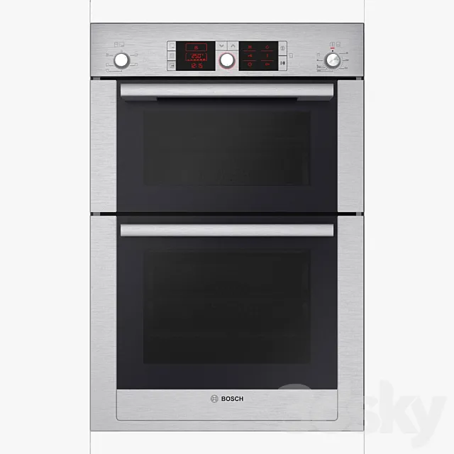 Built-in double multi-function oven HBM56B551B brushed steel Serie 6 3D Model