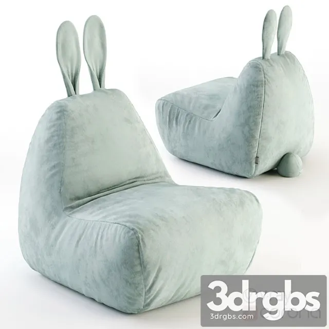 Bunny chair velvet mint 3D Model Free