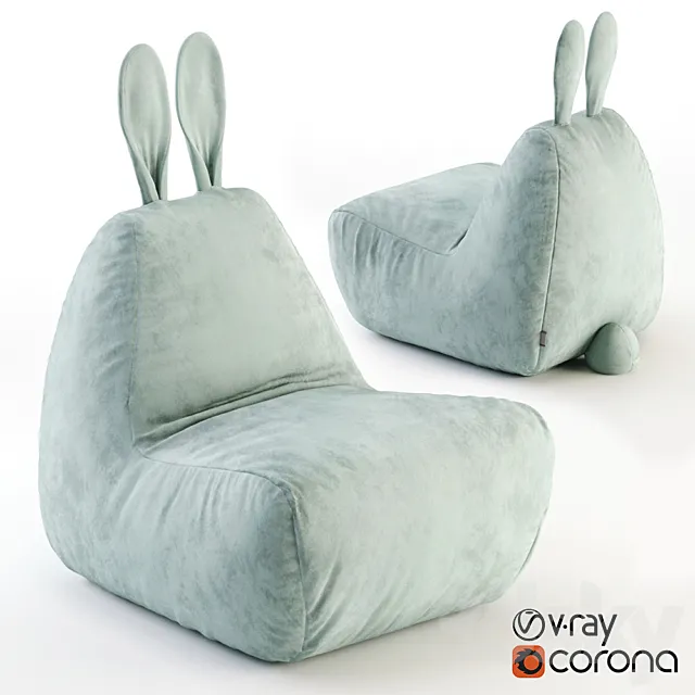 Bunny Chair Velvet Mint 3D Model