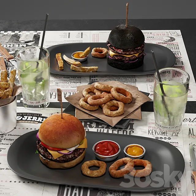 Burger set 3D Model