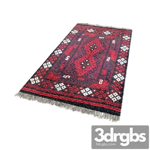 Burgundy kilim with rhombus 3D Model Free
