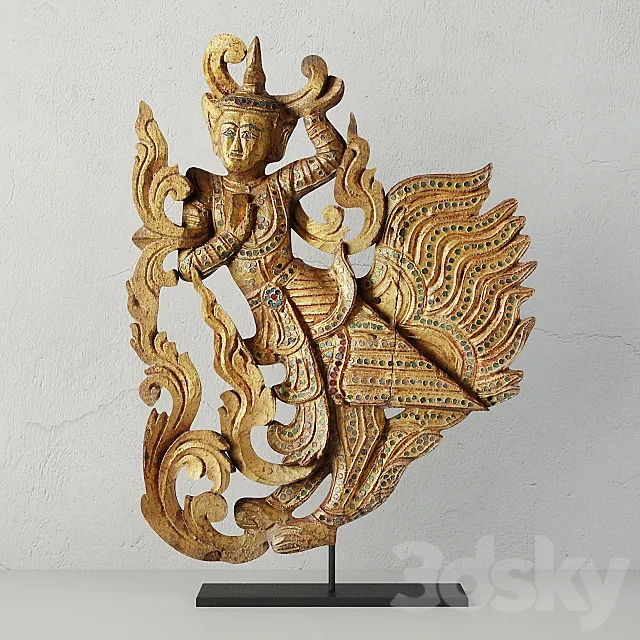 Burmese Carved Angel Fragment 3D Model