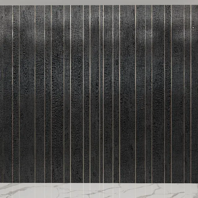 Burnt wood planks wall 3D Model