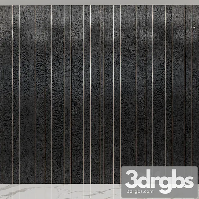 Burnt wood planks wall 3D Model Free