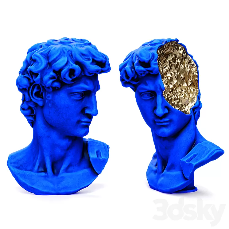 Bust of david michelangelo halfhead 3D Model