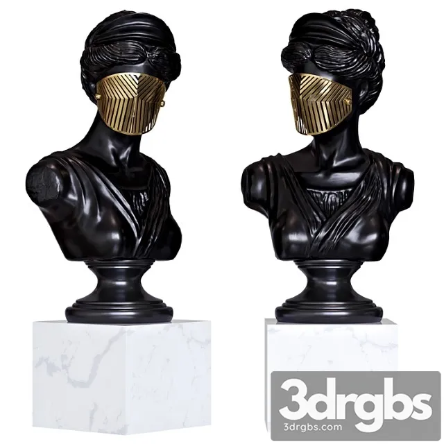 Bust woman in mask figurine 3D Model Free