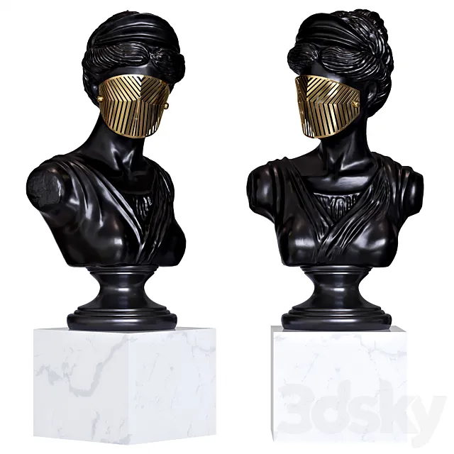 Bust Woman in Mask Figurine 3DModel