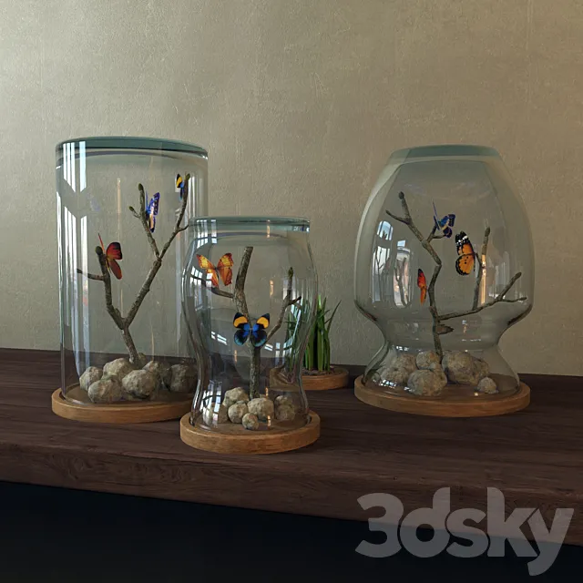 Butterflies in banks 3D Model