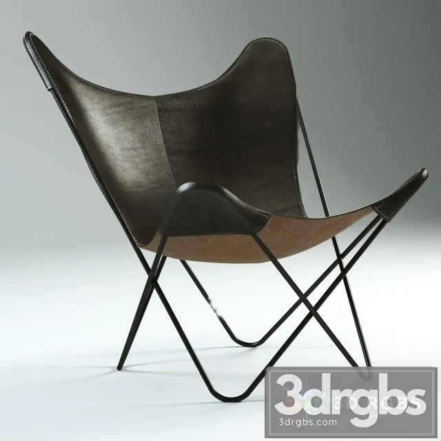 Butterfly Chair Leather Chrome Frame 3D Model Free