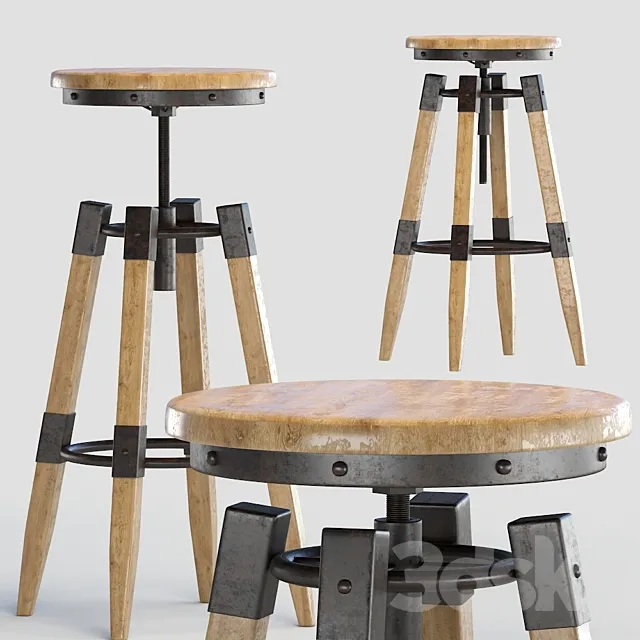 BY-lYJ Bar Stool Industrial Vintage Metal Cast Chic Tractor Seat Kitchen Metal Bar Stools 3D Model