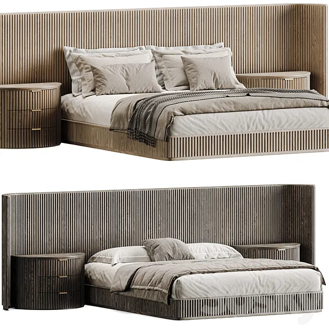 byron extended panel bed with closet nightstands 3D Model