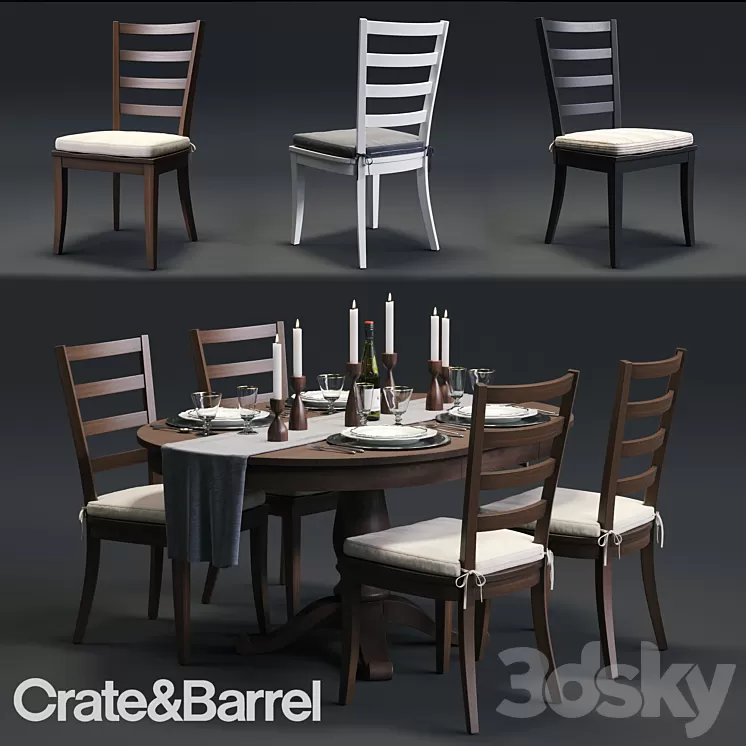 C & B Harper Chair and Avalon Table 3D Model