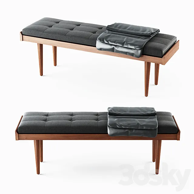 C & B Tate Slatted Bench with Cushion 3DModel