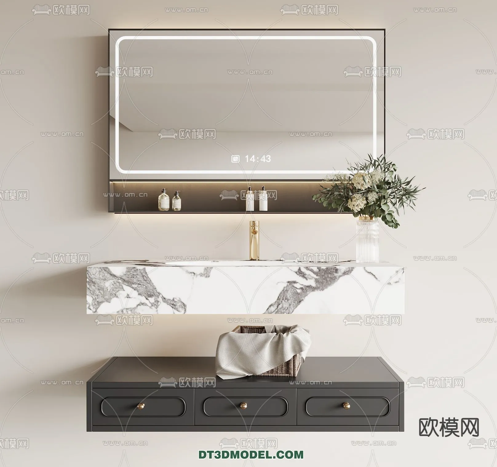 Cabinet 3D Models for Bathroom - Furniture Design - 041