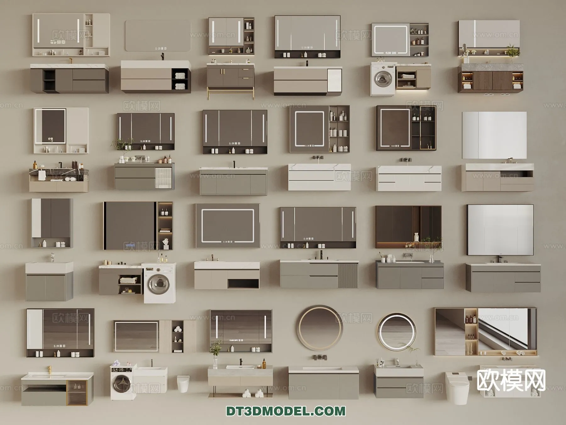 Cabinet 3D Models for Bathroom - Furniture Design - 074