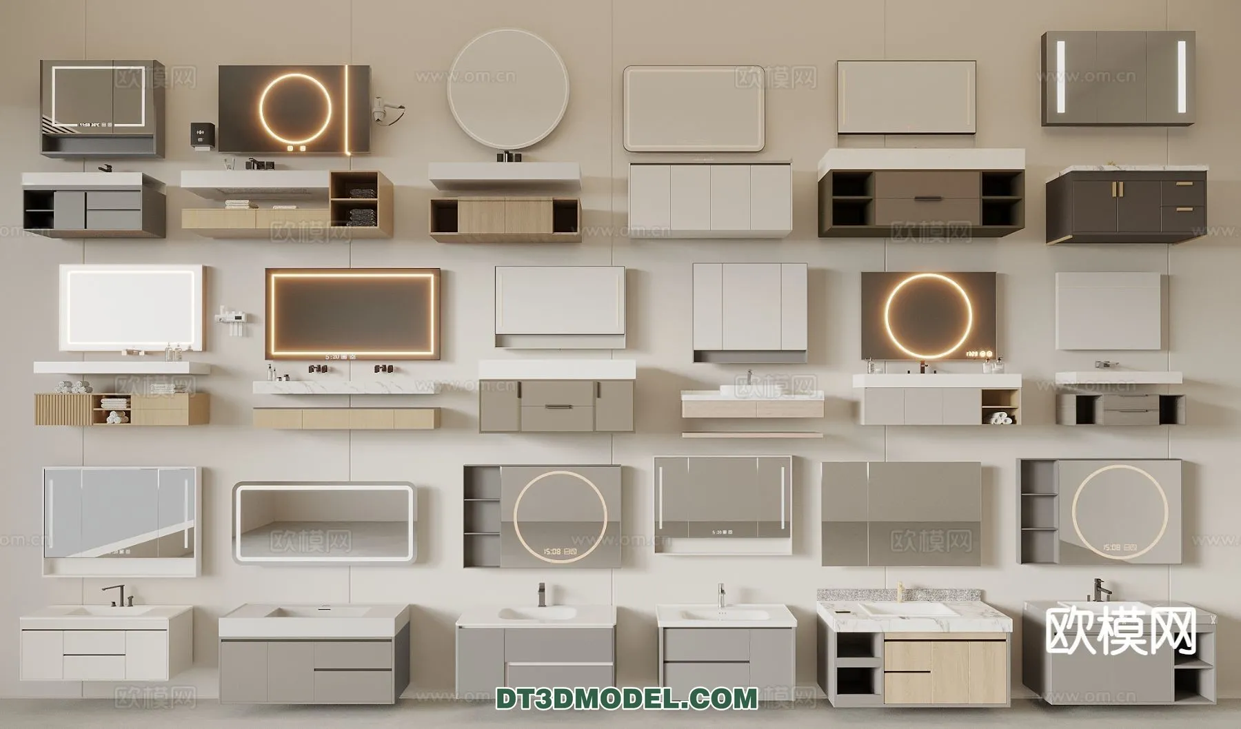 Cabinet 3D Models for Bathroom - Furniture Design - 091