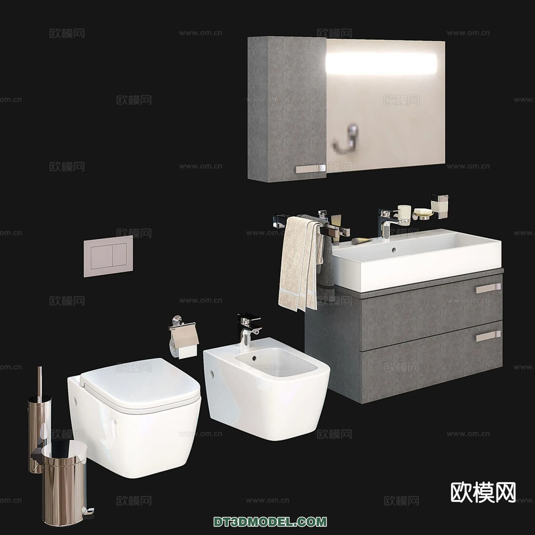 Cabinet 3D Models for Bathroom - Furniture Design - 099