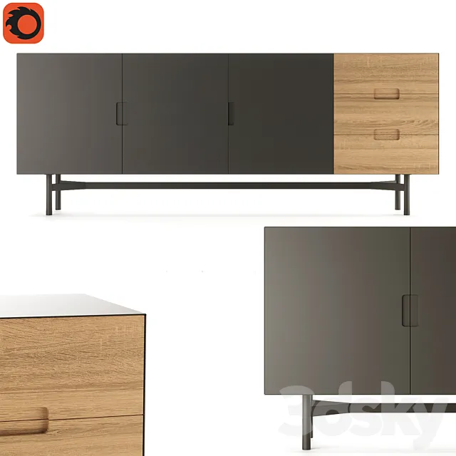Cabinet horizontal with 3 doors LORA (LA REDOUTE INTERIEURS) 3DModel