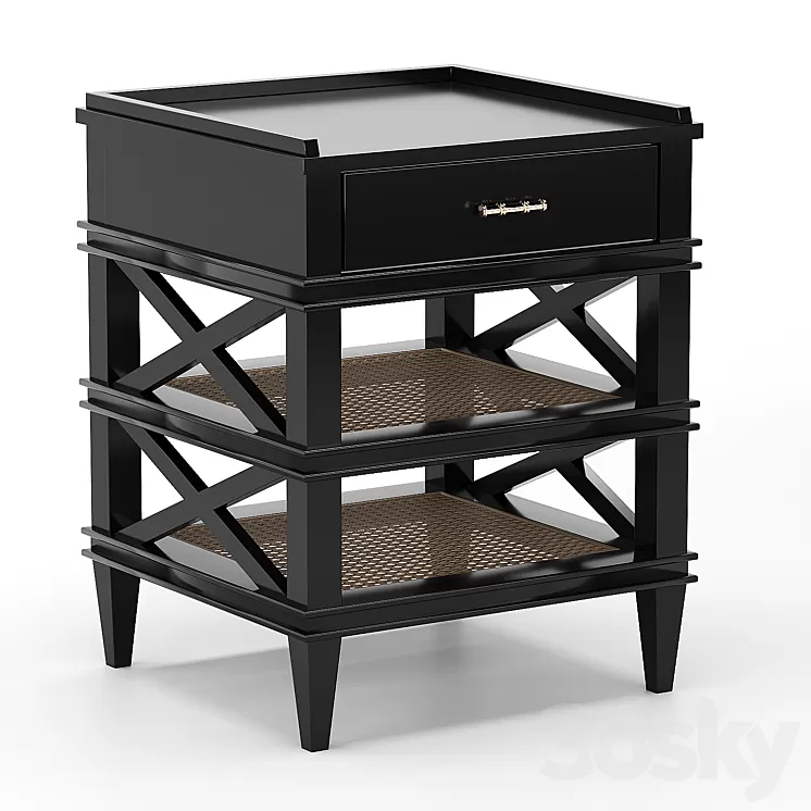 Cabinet Jacqueline Wicker Shelves 3D Model
