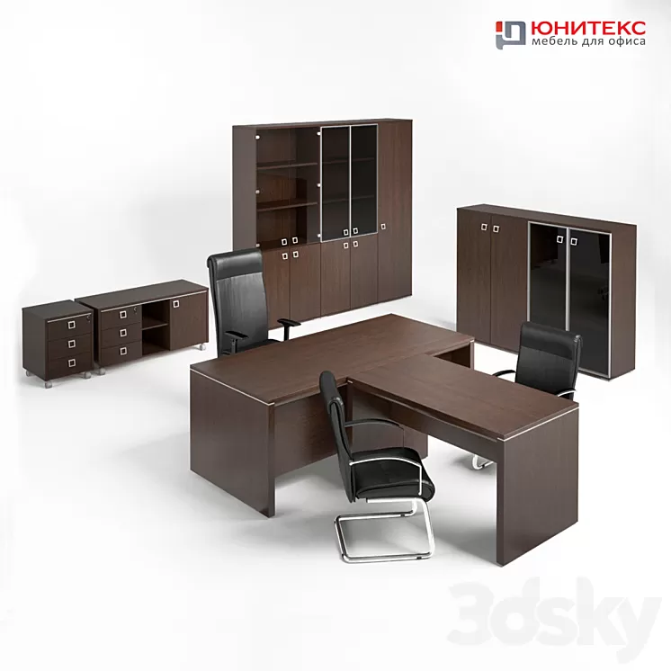 Cabinet rukovodityalya Cosmo and chairs Apollo 3D Model