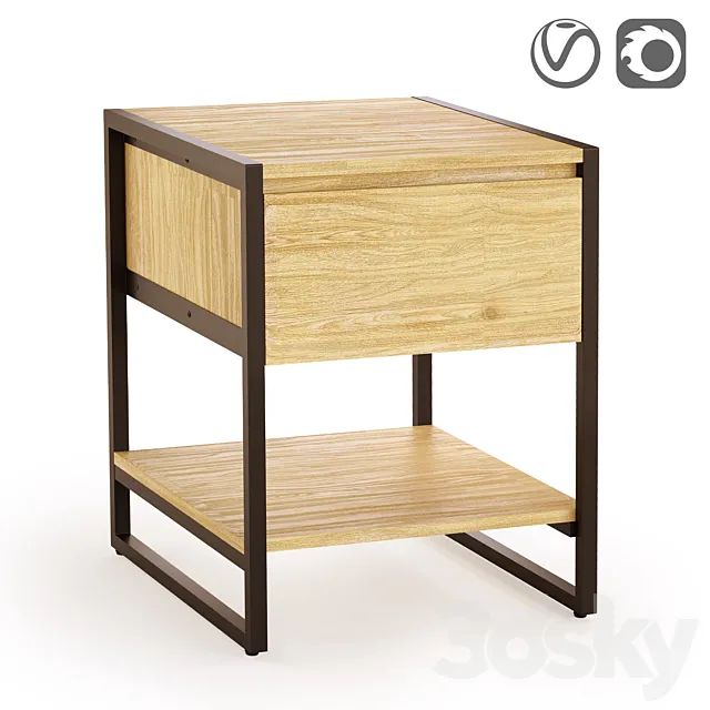 Cabinet with 1 drawer HIBA 3D Model