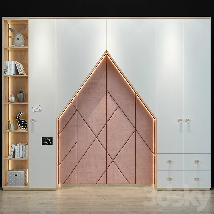 Cabinet with headboard 188 3D Model