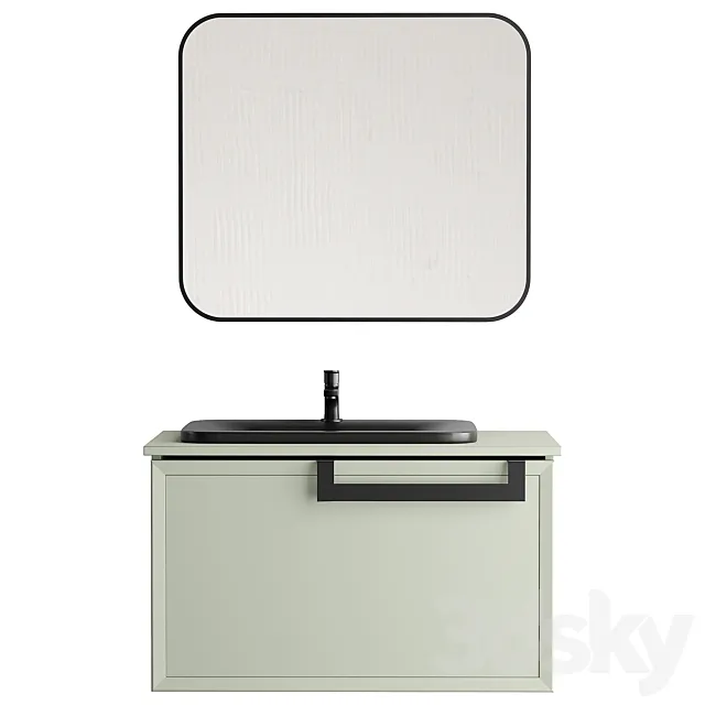 Cabinet with sink Belinza Enrika 85 green 3D Model