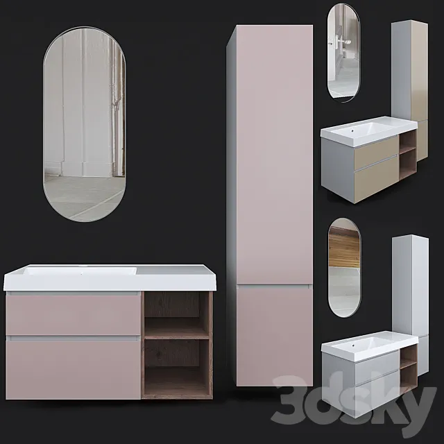 Cabinet with sink CUBO 90 Kerama Marazzi. 3D Model