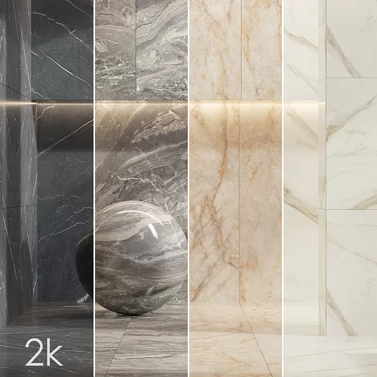 Caesar Set 25 – Marble BUNDLE – 4 types: White Grey Beige and Black 3D Model