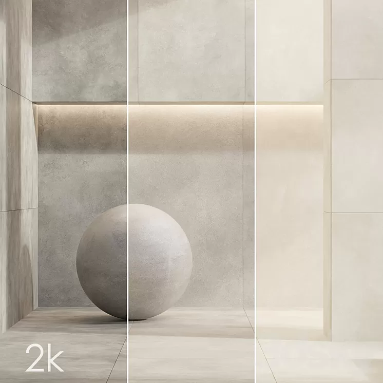 Caesar Set 32 - Concrete Porcelain Tiles BUNDLE - 3 types: Grey Light Grey Beige 3D Model Free