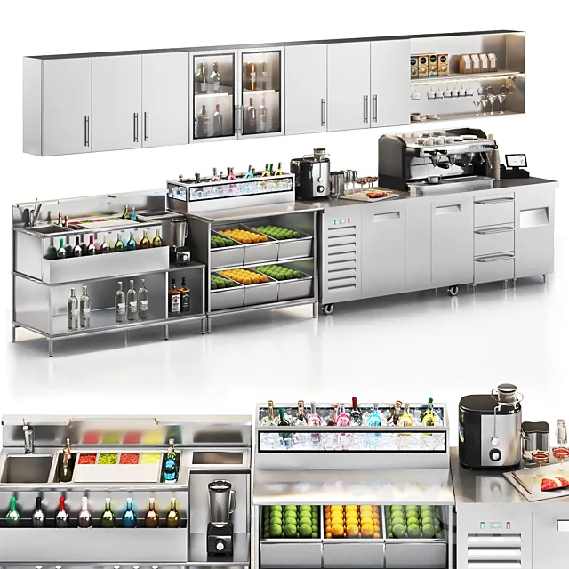 cafe bar equipment 3D Model