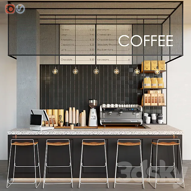 Cafe Coffeeshop Dark 3DModel
