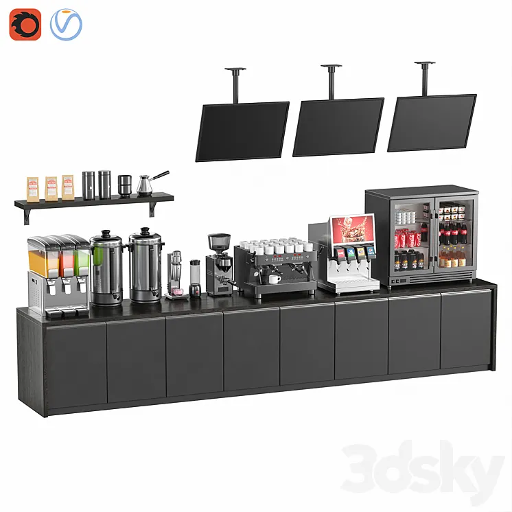 Cafe Equipment Set 4 3D Model Free