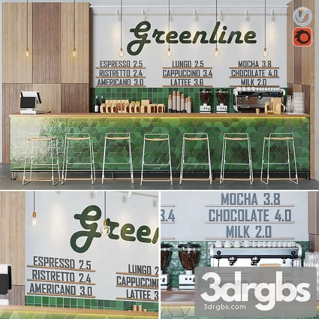 Cafe greenline 3D Model Free