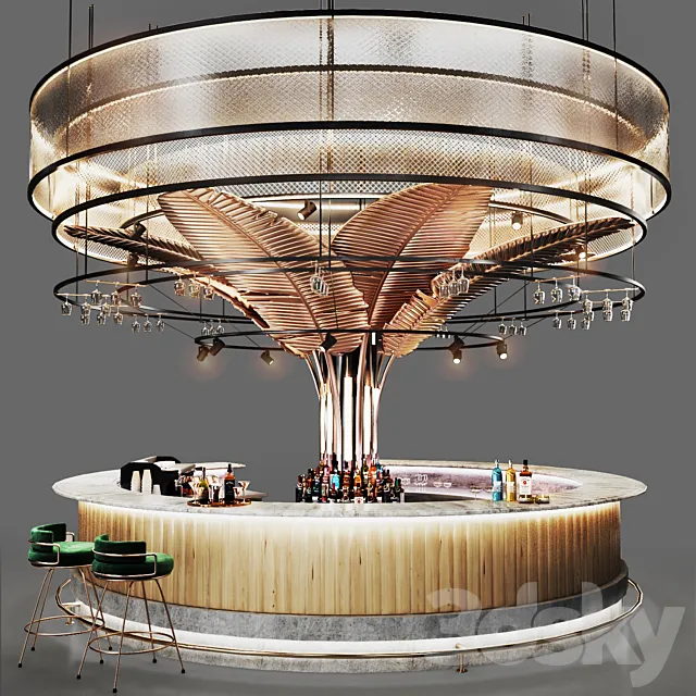 Cafe- Round Bar 3D Model