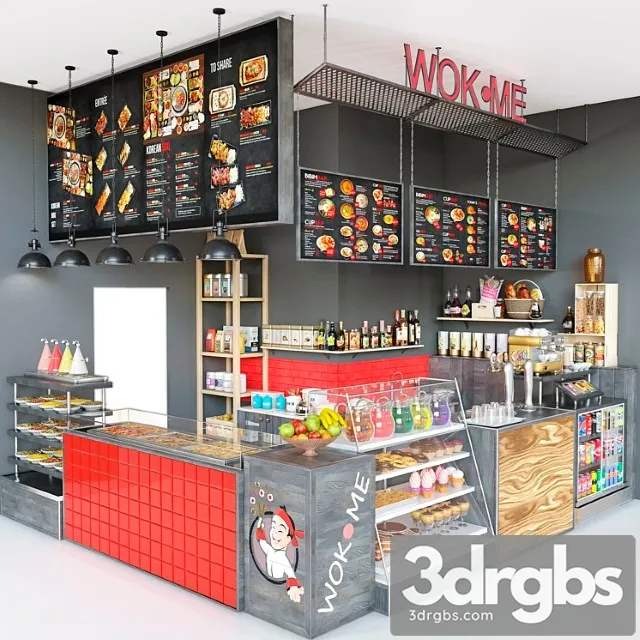 Cafe Shop Wok 01 3D Model Free