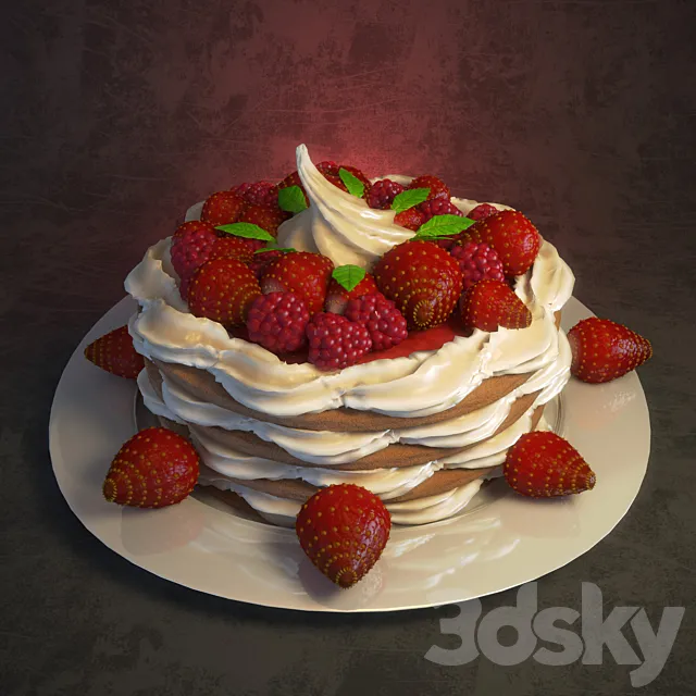 Cake with berries 3DModel