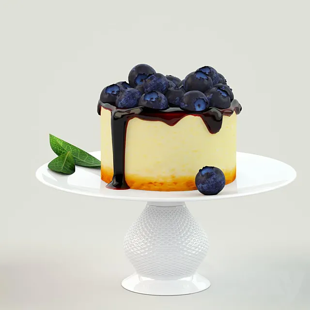 Cake with blueberry 3D Model