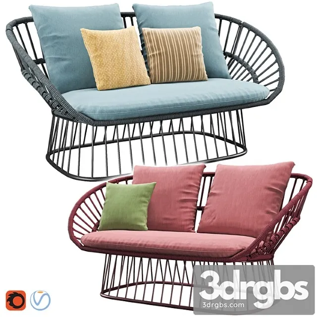 Cala 2 Seater Garden Sofa By Kettal 3D Model Free