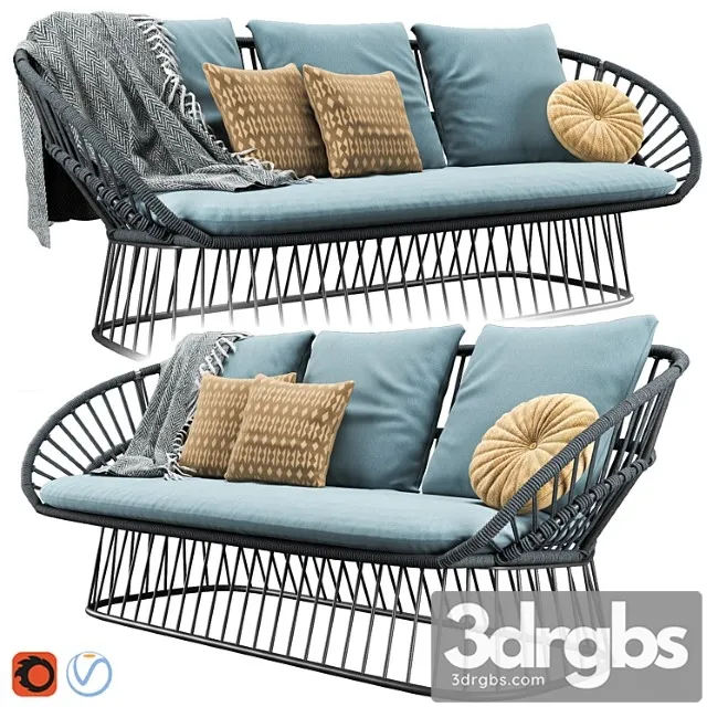 Cala 3 Seater Garden Sofa By Kettal Vray 3D Model Free