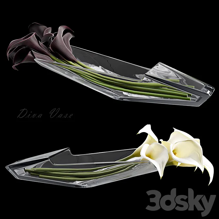 Calla vases Baccarat 3D Model Free