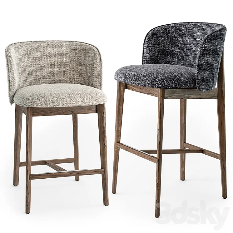 Calligaris Abrey wood stool 3D Model Free