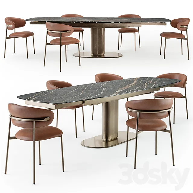 Calligaris Cameo table open Oleandro chair 3DModel