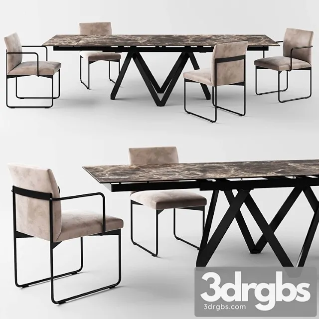 Calligaris Cartesio Extendable Table Gala Chair 3D Model Free
