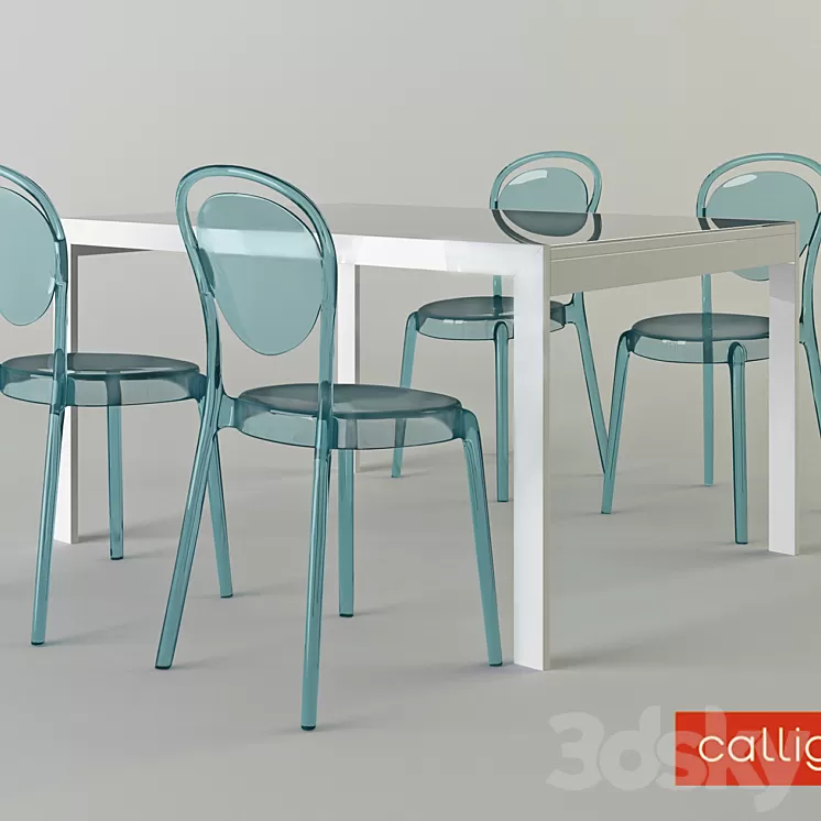 Calligaris chair parisien and table key 3D Model