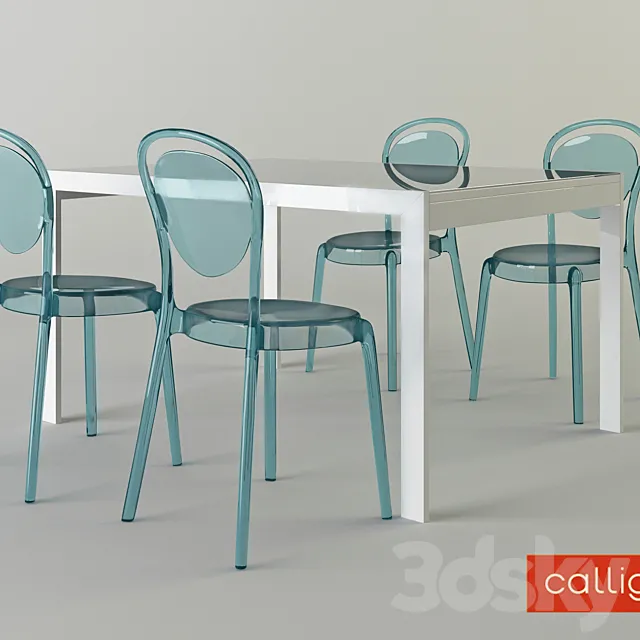 Calligaris chair parisien and table key 3DModel